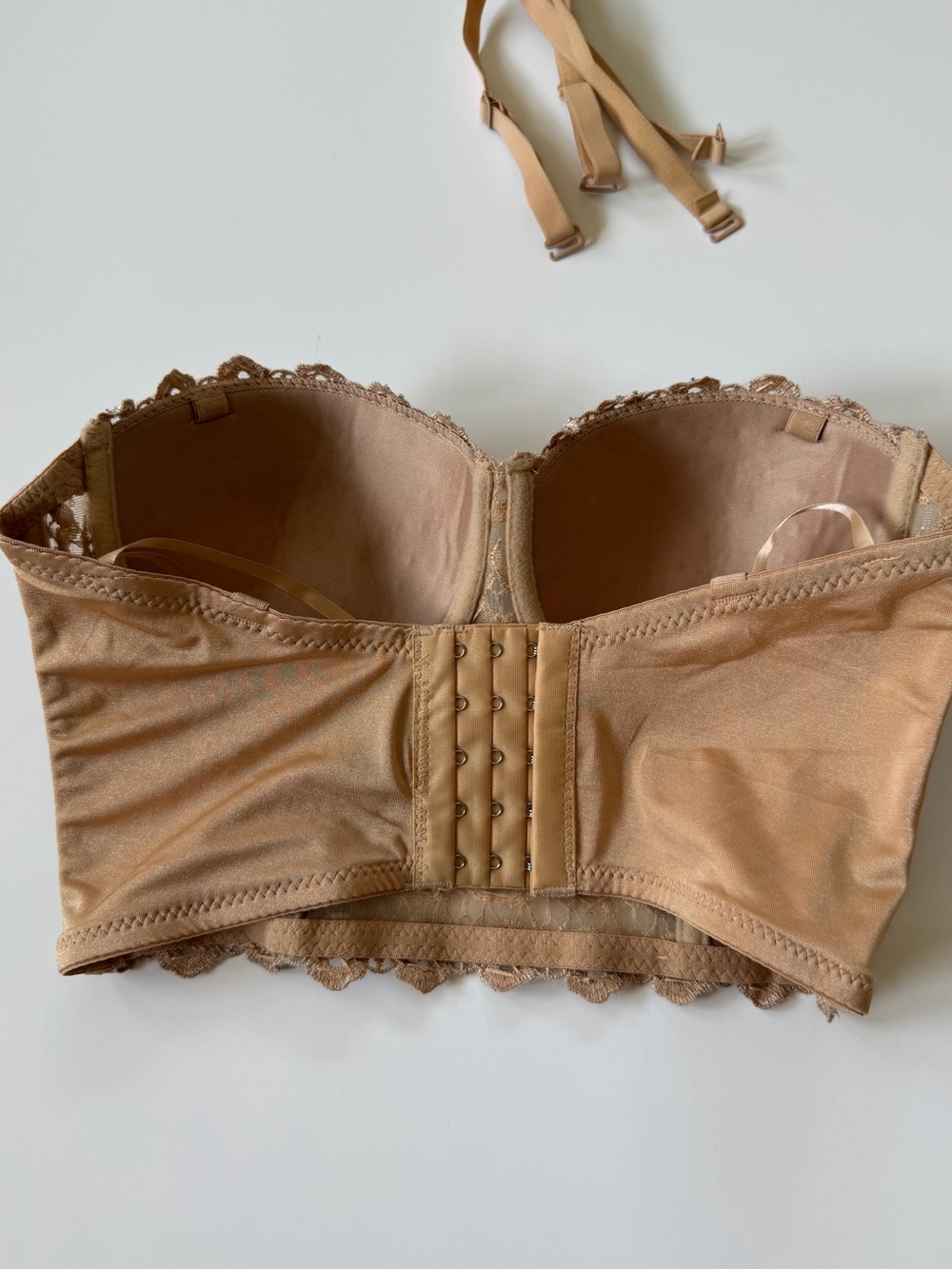 Windsor Tan Lace Longline Bustier Bra Sequin Embellished Corset Crop Top XS - Picture 7 of 13